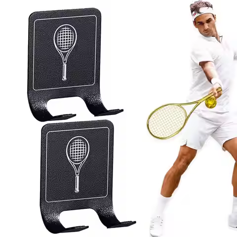 New 2PCS Universals Tennis Racket Holder Wall Mounted Racket Rack Stainless Steel Wall Hook Badminto