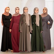 JOJOBars Loose Plain Chiffon Abaya Dress Muslimah Jubah Dubai Fashion Muslim Long Dress Kaftan Plus-Size