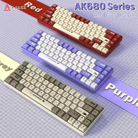 AJAZZ AK680 Mechanical Keyboard Gaming E-sports Hot Swap Custom ABS Keycap 68 Keys Gasket for Pc Lap