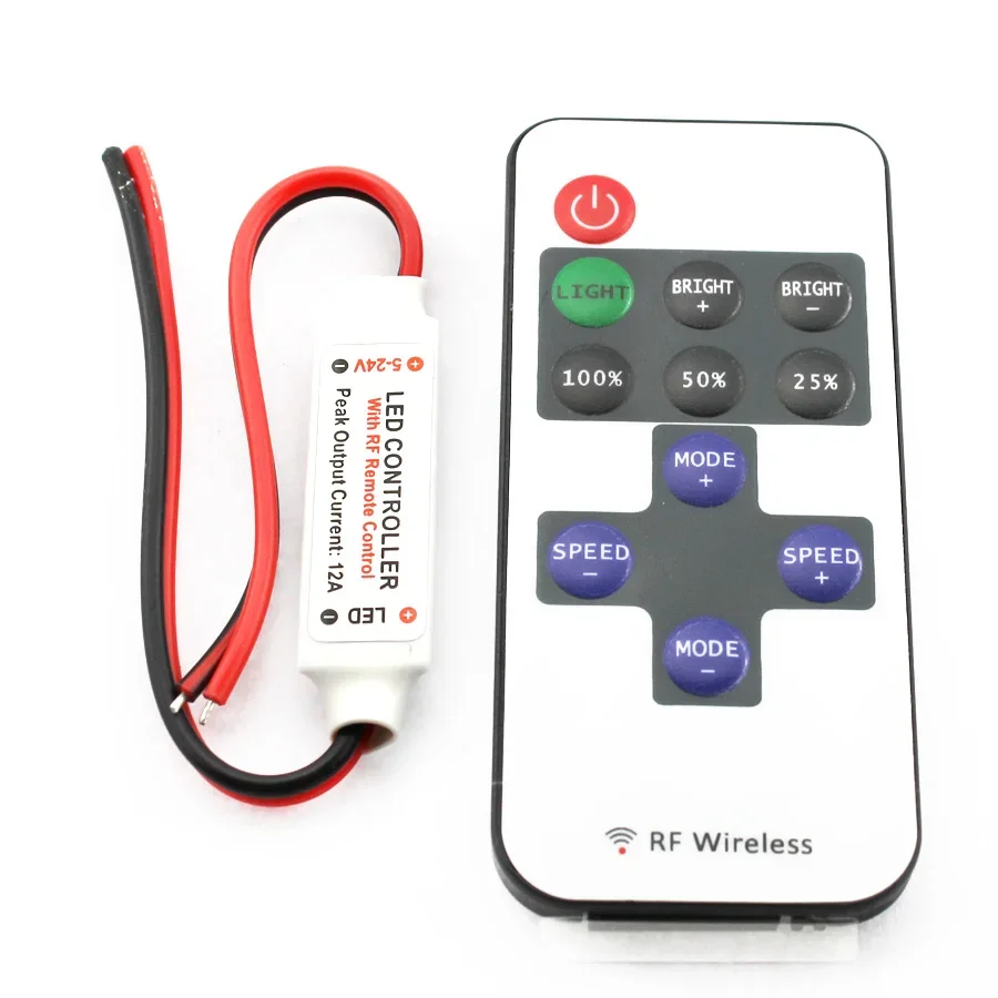 12V LED Strip Controller Mini Dimmer RF Wireless Remote 11key DC 5V 12V 24V Controller for LED Strip