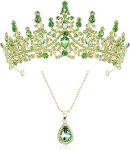 Princess Tiana Crown Tiara and Necklace Set Green Princess Tiana Costume Fiona Costume Women Rhinest