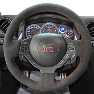 Hand-stitched Suede Car Steering Wheel Cover for Nissan GTR GT-R R35 Nismo 2008-2016 Full Coverage S