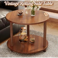 ✨✨【Vintage Rolling Side Table】- Small Round Mobile Coffee Cart.