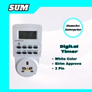 Sum 7 Days Digital 3 Pin Plug [White] Digital Timer [Sirim Approve]