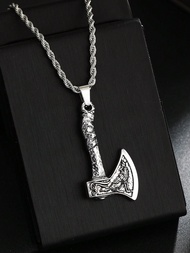 1 chiếc 2025 Phụ kiện cướp biển Viking mới Celtic Wolf & Raven Mặt dây chuyền rìu hai mặt, Dây chuyề