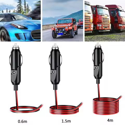 Universal 12V 24V Car Cigarette Lighter Plug Male Connector 20A Fused w/ 0.6m 1.5m 4m Wire Auto Repl