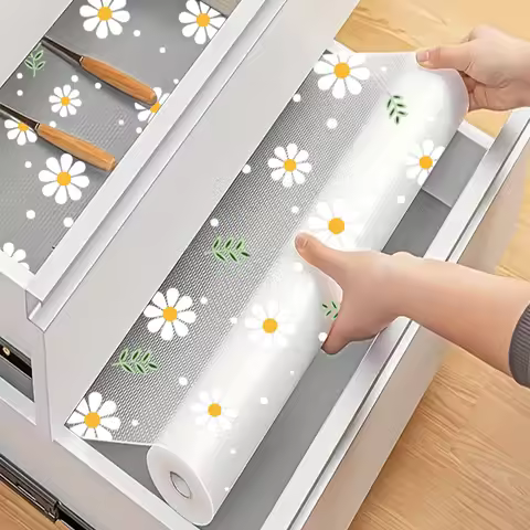 Daisy Flower Kitchen Cabinet Mat Reusable Drawer Mat Kitchen Dining Table Mat Insulation Mat Waterpr