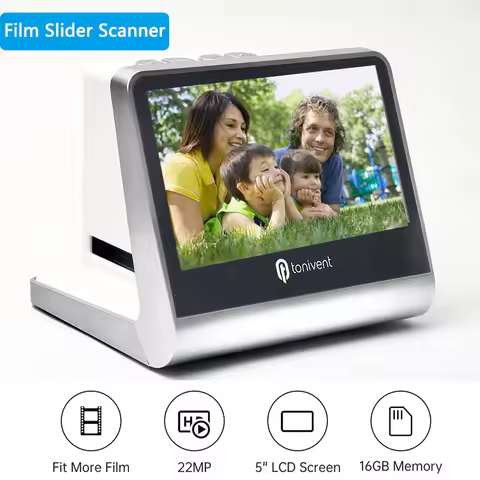 Film and Slide Scanner with 5'' LCD Screen 16GB storage Foldable Novelty Scanner for 135 Film(36*24m
