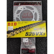 HONDA CBR650F DID 525VX3 X RING GOLD CHAIN JT SPROCKET 15 42 CHAIN SET RANTAI MADE IN JAPAN