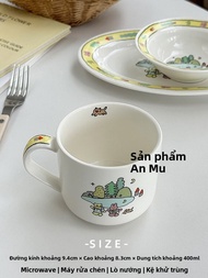 Bộ Đồ Ăn Bằng Gốm Sứ Anmiliu Animal Cartoon Coffee Cup Plate Meal Plate 8 Inch Multifunctional Plate
