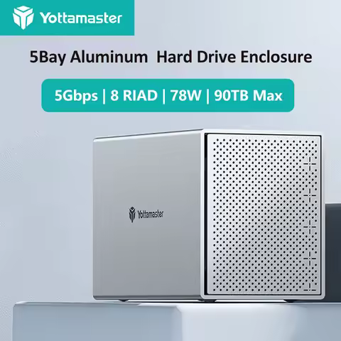 Yottamaster 2/4/5 Bay Hard Drive Enclosure 8 RAID 3.5/2.5"SATA SSD HDD Storage box Aluminum 90TB Max