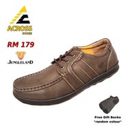 JUNGLELAND BIG SIZE Leather Men Shoe JGLC-8008B coffee (free socks)