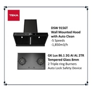 Teka DSW 9156T 90cm Wall Mounted Glass Panel Hood 1850m3/h + GK Lux 86.1 2G AI AL 2TR Built In Hob