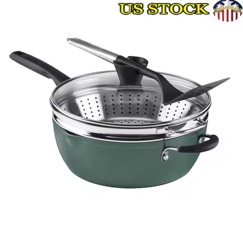 4.5Qt Nonstick Multi-Purpose Pan Cookware Set Steamer Slotted Turner Dishwasher Safe Versatile Cooki