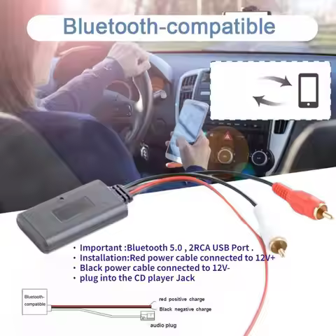 Universal DIY Car CD Radio Aux-in RCA Bluetooth 5.0 Receiver AUX Bluetooth Adapter AUX Cable USB Ada