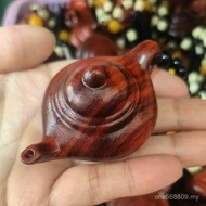 Rhinoceros Horn Red Sandalwood Series Wood Carving Blockbuster Teapot Gourd Handle Piece Solid Wood 