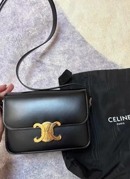 CELINE Triomphe金色扣 豆腐包 斜孭袋 celine box黑色盒仔手袋 單肩包