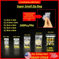 (SUPER SMALL) Transparent Packaging PE Plastic Bag with Sealable Zipper Zip Lock Bag 100pcs/PKT