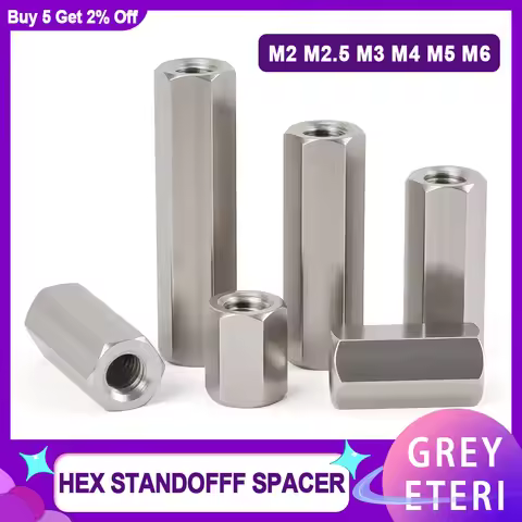 M2 M2.5 M3M4M5 M6 304 Stainless Steel Motherboard PCB Standoff Hex Column Pillars Board Rack Spacing