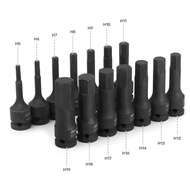 H4-H19 4MM 5MM 6MM 8MM 9MM 10MM 12MM 14MM 17MM 19MM 21MM CR-MO Steel 1/2" DR Hex Drive Bit Impact He