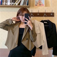 Korean Style New Style Black Croptop Blazer Irregular Short Suit Jacket for Women Plain Color Blazer Slim-Fit Slimmer Look Trendy Coat Woman White Ladies Jacket