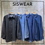 SISWEAR Denim Casual Kemeja Cotton Jeans Korean Style Single Pocket Jeans Shirt Denim Shirt Women Ba