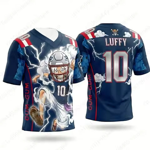 Monkey D Luffy Gear 5 Jersey #10 Men Sun God Football Shirt Maye Style Anime Sportswear Rugly Jersey
