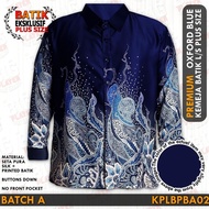 Plus Size Kemeja Batik (Men's Dress Shirt) Long Sleeves Color Oxford Blue 3XL to 10XL KPLBPBA02
