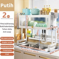 ES Rak Wastafel Cuci Piring Dengan Penutup Rak Peniris Piring Rak Wastafel Stainless Steel Rak Wasta