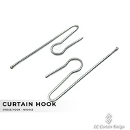 [ LC Curtain Design ] 12pcs Cangkuk Langsir Besi Cangkuk Single Tengah (12pcs Steel Curtain Hook Sin