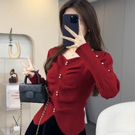 Chanel Style Knitted V-neck Button Sweater - Winter Ready