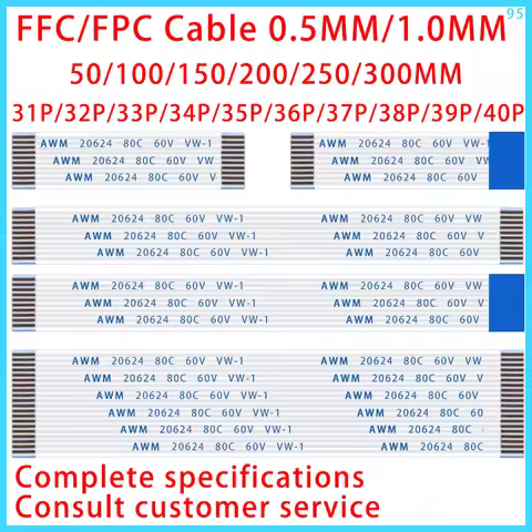 10PCS FPC FFC Cable Ribbon Flexible Flat Cable31P/32P/33P/34P/35P/36P/37P/38P/39P/40P 0.5MM 1.0MM Pi