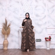 baju gamis batik wanita terbaru jumbo kombinasi polos kekinian - truntum l