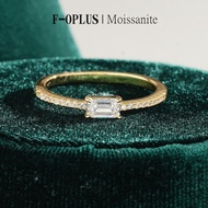 F-OPLUSI0.5ct Rectangle Moissanite Wedding Ring with GRA Certificate 925 Silver Plated 18k Gold Prop