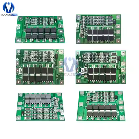 3S/4S Bms Balance 20A 30A 40A 60A 12V/24V Li-ion Lithium Battery Charger Protection Board 18650 BMS 