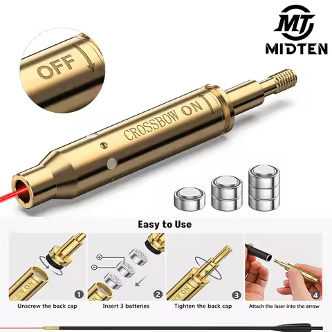 MidTen Crossbow Bow Archery Tool Bore Site Red Laser Boresighter compatible with Rifle with Extra Ba