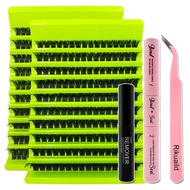 Bộ 360 cụm mi, Bộ nối mi tự làm, mi tự nhiên & mi lẻ mỏng, uốn cong, cụm mi kèm dụng cụ trang điểm,