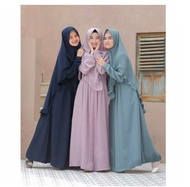 Gamis wanita syari terbaru polos Elbina Set S-XL set hijab dress - S