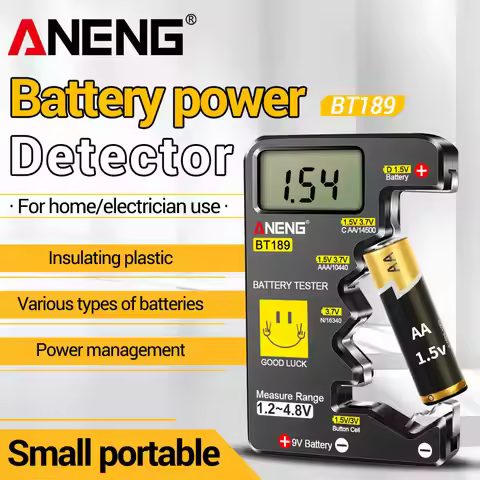 Battery Tester Digital Capacity Universal Button For C,AA,AAA,D,N,9V 6F22 Cell Battery Checker ANENG