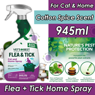 Vets Best Flea & Tick Home Spray for Cat - Flea Treatment for Cats and Home - Plant-Based Formula US