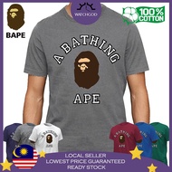 🔥90% MEGA SALES🔥 BAPE 100% Cotton Tshirt T Shirt Streetwear Round Neck Men Women Unisex Baju Lelaki Wanita Perempuan