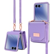 Vietao Ví cầm tay phong cách Organ PU Ốp điện thoại cho Samsung Galaxy Z flip6/flip7 FE/Samsung Gala