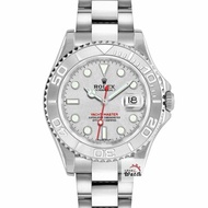 【大眾金時代】Rolex 勞力士169622 Yacht-Master 鉑金小遊艇 2019/12卡 灰面紅針 PT950鉑金噴砂錶圈/面盤 大眾金時代B1403
