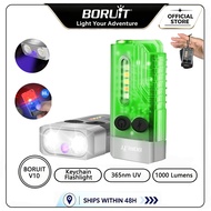 BORUiT V10L Mini keychain flashlight 1000LM 365nm ultraviolet fluorescent lamp Type-C rechargeable w
