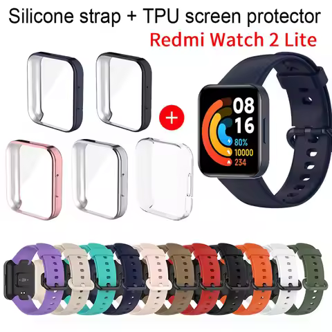 Strap+case for Redmi Watch 2 Lite Smart Band Protective Case Silicone Wristband Bracelet Band for Re
