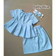 Baju kurung COTTON baby raya NEWBORN peplum dan skirt dan headband