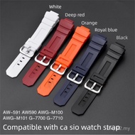 16mm Soft Resin Rubber Watch Strap for Ca sio AW-590/591/AWG-M100/G-7700/G-303 - Waterproof Replacem