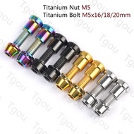 Tgou Titanium Nut M5 + Titanium Bolt M5x16 18 20mm with Washer Hex Head Screws for 3T Stem Front Forking Lock