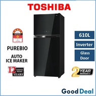 Toshiba RT735 610L Glass Door Auto Ice Maker / RT835 661L Inverter Refrigerator Peti Sejuk Fridge