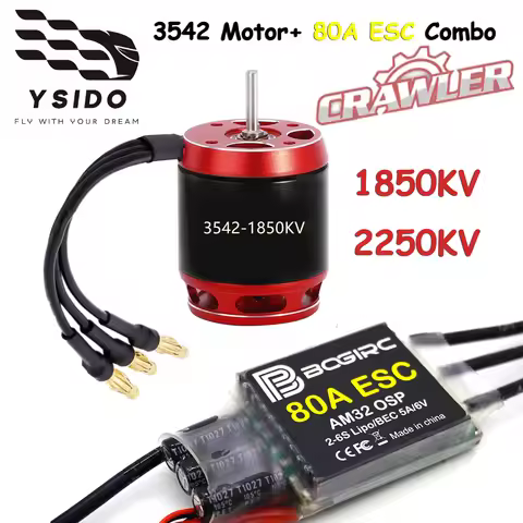 RC Crawler Car 3542 1850/2250KV Brushless Outrunner Motor AM32 OSP 80A ESC 2-6S for AXIAL SCX10 9004
